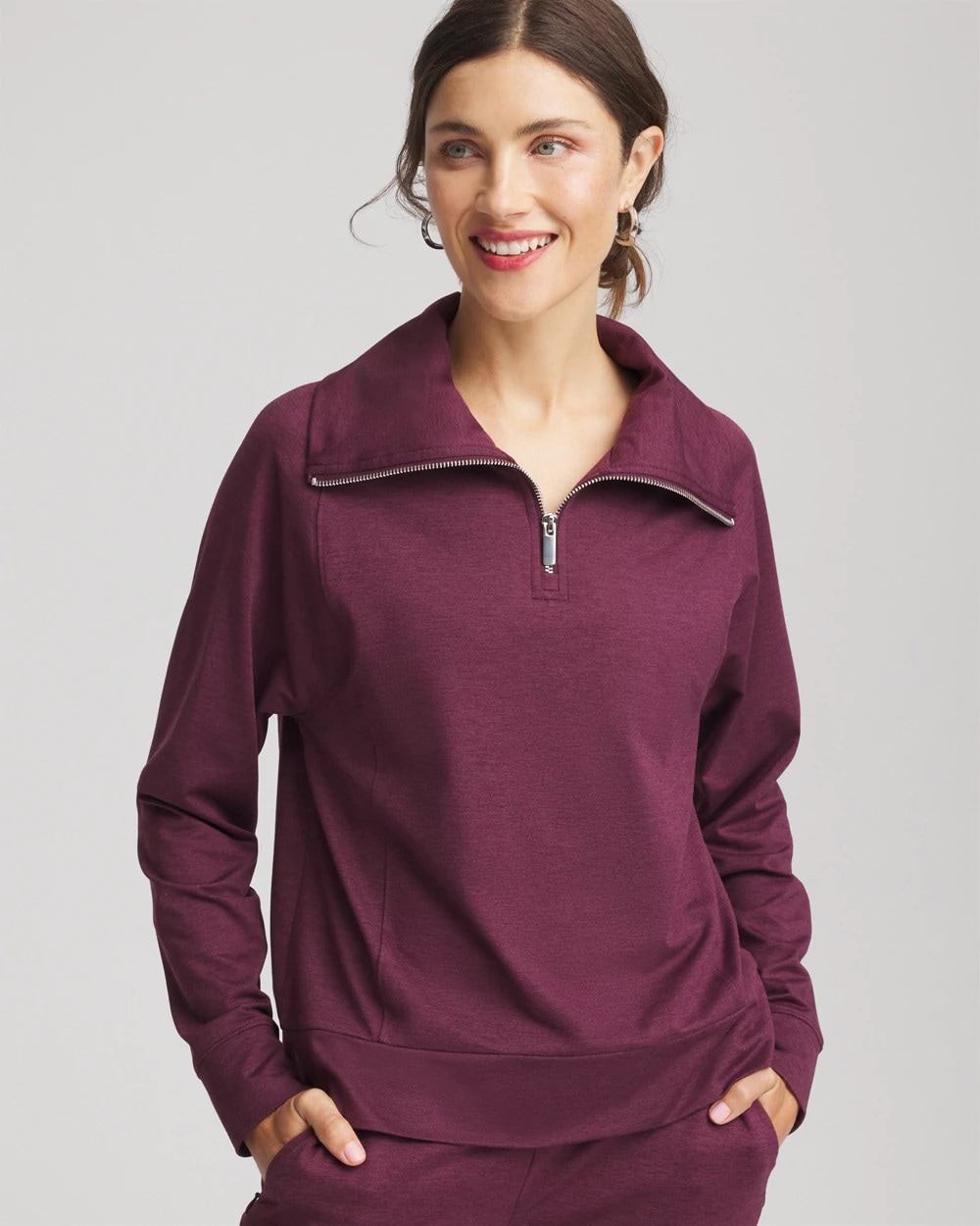 Chico's Zenergy® Beach Slub Half-Zip Pullover Top at Hamilton